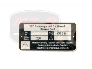 SIMSON SCHWALBE TÍPUSTÁBLA /KR51/1/