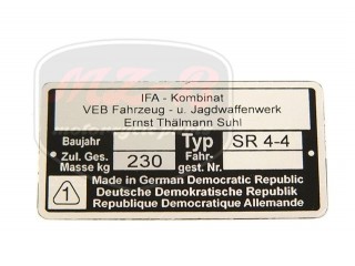 SIMSON HABICHT TÍPUSTÁBLA /SR4-4/