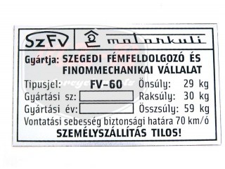 PANNONIA KULI TÍPUSTÁBLA /MOTORKULI/