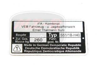 SIMSON 51 TÍPUSTÁBLA /S51/1B-H40/