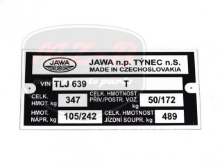 JAWA 639 TÍPUSTÁBLA /639/