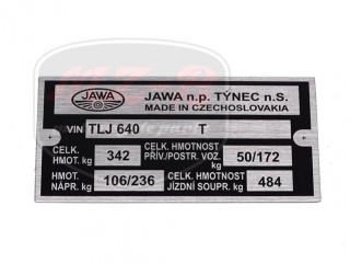 JAWA 640 TÍPUSTÁBLA /640/